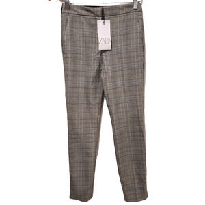 Zara Womens Check Jogger Waist Ankle Skinny Trousers New Size XSmall
